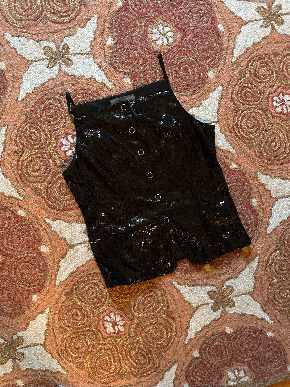 Anthropologie Black Sequin Tank Top
